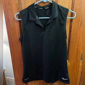 Women’s Sleeveless Golf Polo NIKE Black Dri-Fit Athletic Tee M